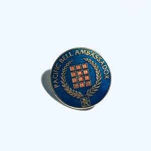 Pacific Bell Ambassador Blue Enamel Lapel Pin, Vintage Pins